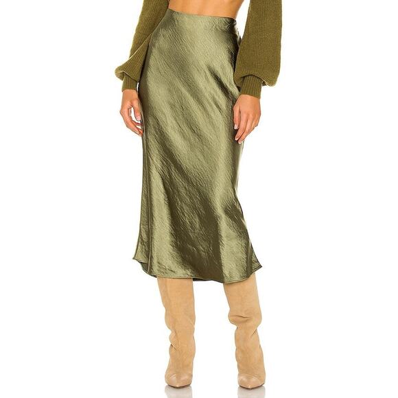 Camila Coelho Gysele Midi Skirt - S - Sage Green Silky